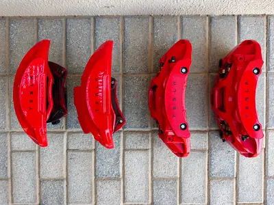 Genuine OEM Tesla Model S / Model X Plaid Red Brembo Brake Calipers and Pads Set (2021+)