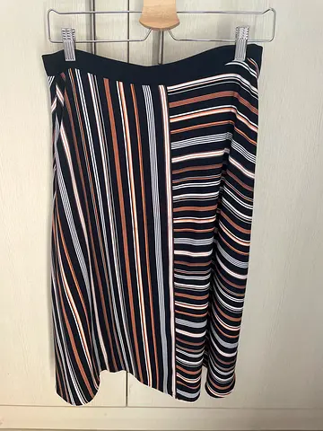 Striped black, white, navy and orange Esprit midi skirt - good condition