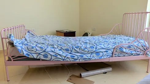 Single Pink Metal Bed Frame with Slatted Base - Good Condition