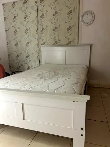 White Bed Frame with Mattress | Padded Top