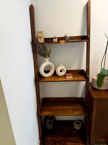 Solid Wood Ladder Shelf / Display Bookcase - Dark Finish