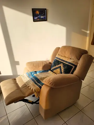 Rocking with Reclined Foot support - Comfortable Single Sofa - Beige colour