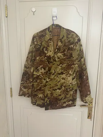 Men’s Cotton Camouflage Double-Breasted Blazer – Size L