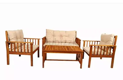 Wooden 4-Piece Outdoor Lounge Set without Cushions
