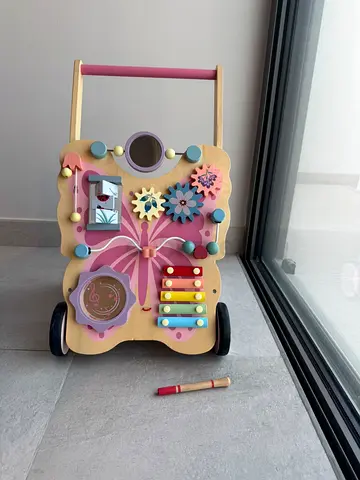 Wooden baby butterfly push walker