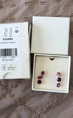 Set of 3 Pink/Purple Drop Stud Earrings (New, in box)
