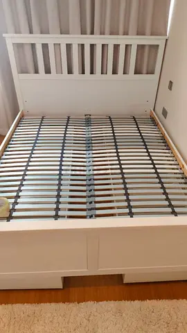 IKEA Sultanarum White Wooden Double Bed Frame with Slats (No Mattress)