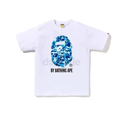 White BAPE By Bathing Ape T-shirt with Blue Camo Ape Logo - All sizes available