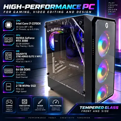 Premium Gaming & Creator PC | i7-13700K | RTX 3080 | 64GB DDR5 | 2TB NVMe