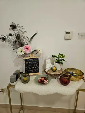 Decorative Console Table with Assorted Home Accessories