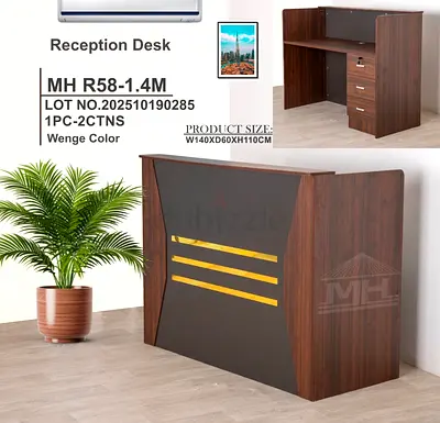 Wenge Reception Desk with Storage Drawers - 140cm