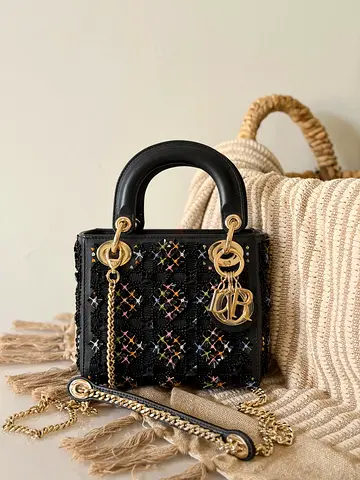 Black Embellished Top-Handle Designer-Style Handbag with Chain Strap
