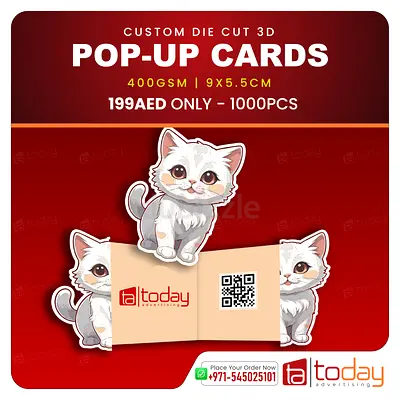 NEW TREND BUSINESS CARD Custom Die Cut 3D Pop-Up Cards - 1000 Pieces