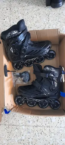 Pair of Black Inline Roller Skates - Size42.