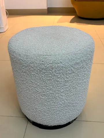 Small white textured pouf/ottoman - good condition