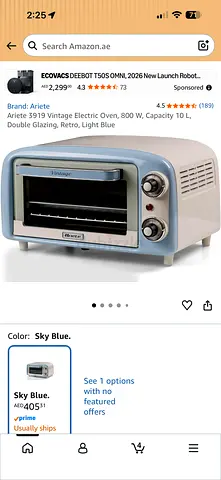 Ariete Vintage 10L Mini Oven - Sky Blue, Good Working Condition