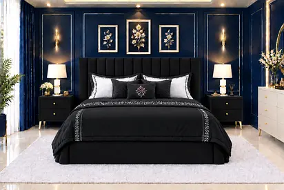 Brand new King Size bed Black Upholstered Bed with Headboard and Storage bed modern king bed