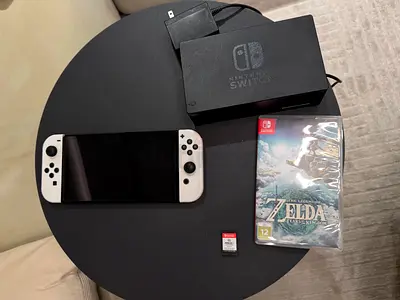 Nintendo Switch OLED White with dock, ZELDA Tears of the Kingdom, and FIFA 23
