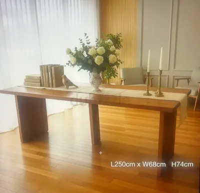 Solid Wood Dining Table - 250cm x 68cm x 74cm