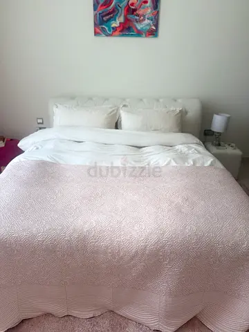 Bed + curtains and mirror chest of drawers