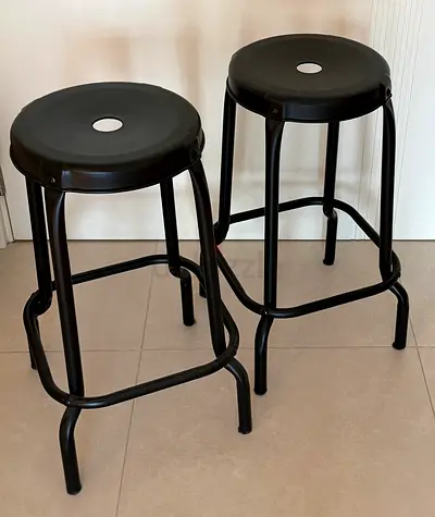 IKEA Black Metal Stools – Set of 2