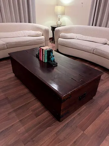 Vintage Style Dark Wood Trunk Coffee Table