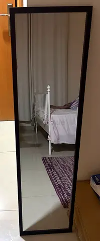 Full-Length Wall Mirror with Black Frame - Good Condition