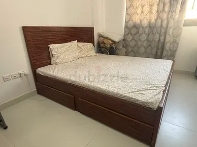 King Size Wooden Bed – Strong Frame + Large Side Storage