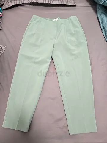M&S Sage Green Tapered Smart Trousers