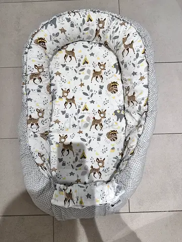 Baby Nest/Bassinet Lounger - Lightly Used, Neutral Woodland Print