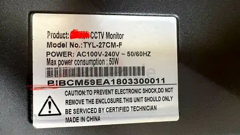 Used 32" CCTV Monitor TYL-27CM-F - 50W, AC100-240V