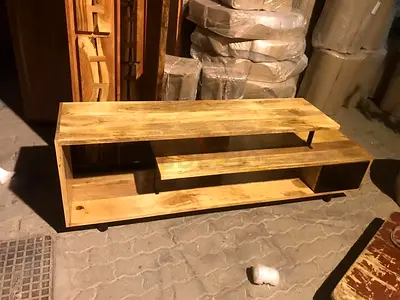 Solid Wood TV Unit / Entertainment Center - Rustic Finish