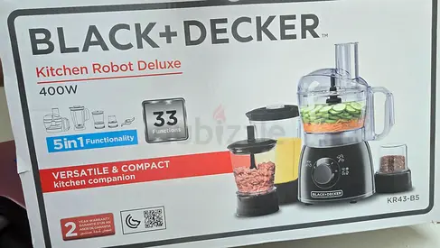 BLACK+DECKER 400W Kitchen Robot Deluxe (Food Processor) - 5in1, 33 Functions