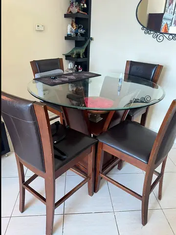 Glass Top Round Dining Table cum Bar table