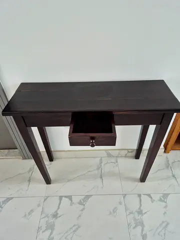 Vintage, Small, Tall Dark Wood Side Table with Drawer - Good Condition