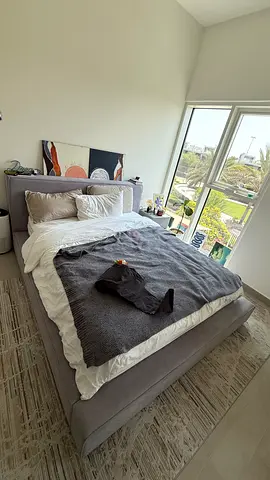 Custom Made Light Gray Upholstered Platform Bed
