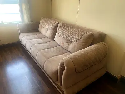 Beige 3-Seater Fabric Sofa in Good Condition
