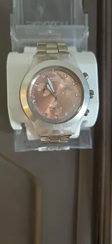 Swatch Irony Chrono Stainless Steel Women's Watch - Rose Dial