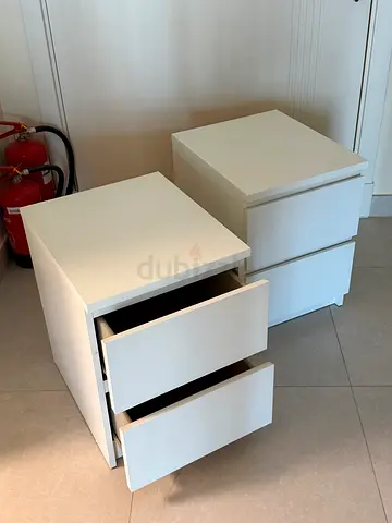 IKEA White 2-Drawer Bedside Tables / Storage Units – Pair