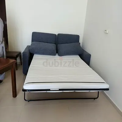 Grey Fabric Foldable Sofa Bed with Mattress