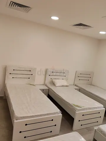 Set of 3 Single White Wooden Beds with Mattresses