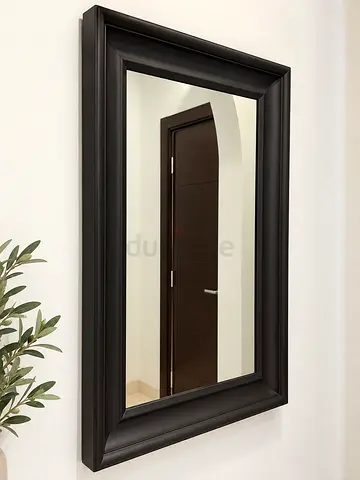 Large Decorative Wall Mirror with Thick Black Frame - Ready to Mount