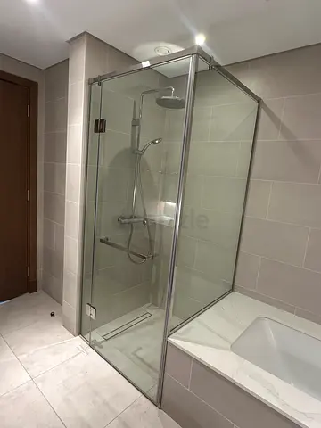 Glass Shower Enclosure with Overhead and Handheld Shower Set - New