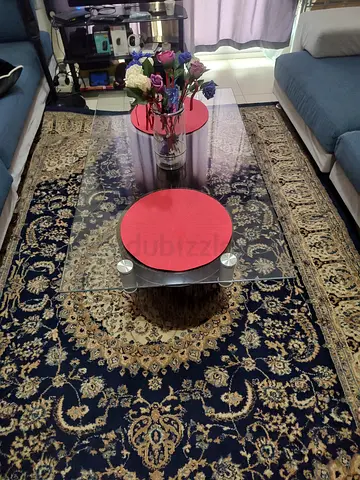 MAJLIS Floor Sit/Dine Glass Table Customizable Height Detachable Posts