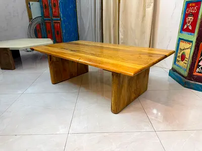 West Elm Solid Wood Low Coffee Table - Natural Finish