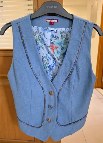Light blue Tailored Women's Waistcoat with Lace-up Back