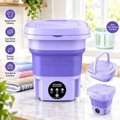 Portable Foldable Mini Washing Machine with Drain Basket - Compact Home Washer
