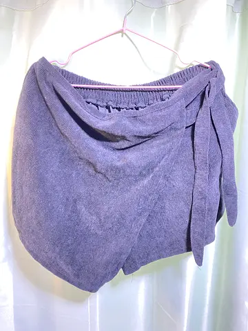 Grey Corduroy Wrap Skort with Tie Detail
