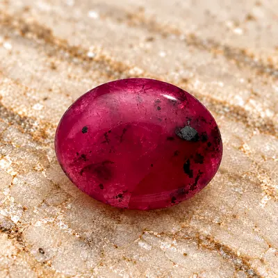 Natural Ruby Cabochon - Deep Pink Red Oval Gemstone(with Certification)