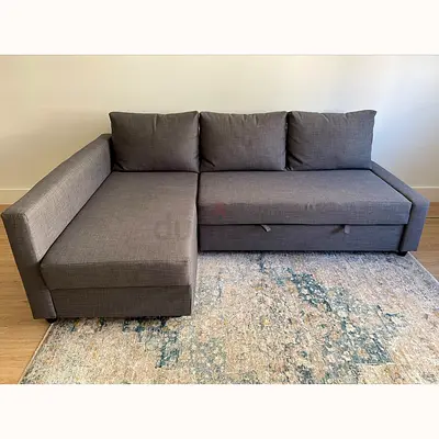 Modern Gray L-Shaped Sofa Bed with Storage
